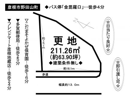 土地 - 滋賀県彦根市野田山町
