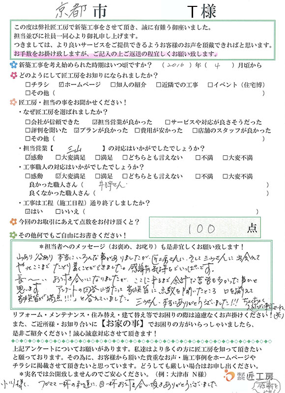 京都市　T様【不動産を購入】