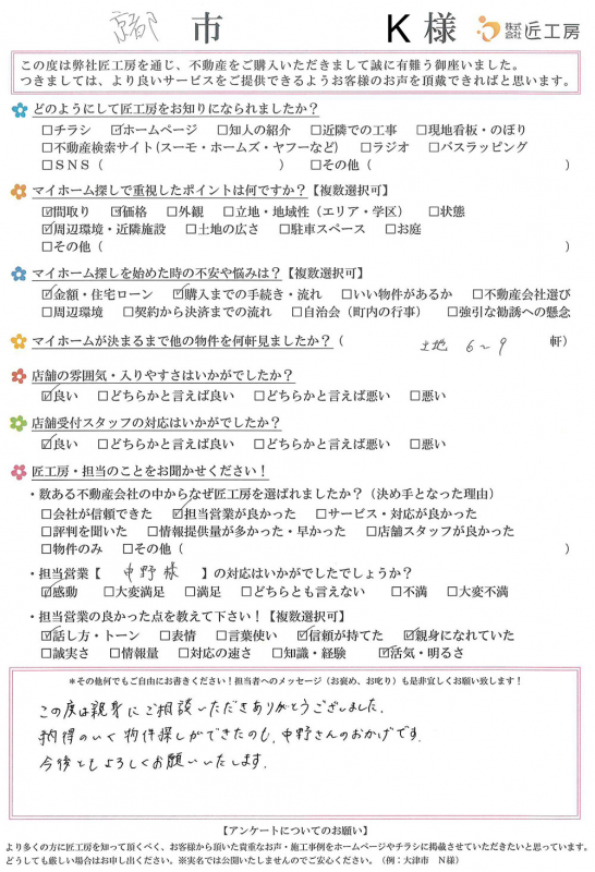 京都市　K様【不動産を購入】	
