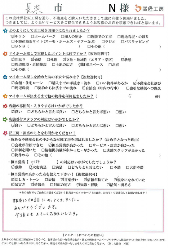 長浜市　N様【不動産を購入】	