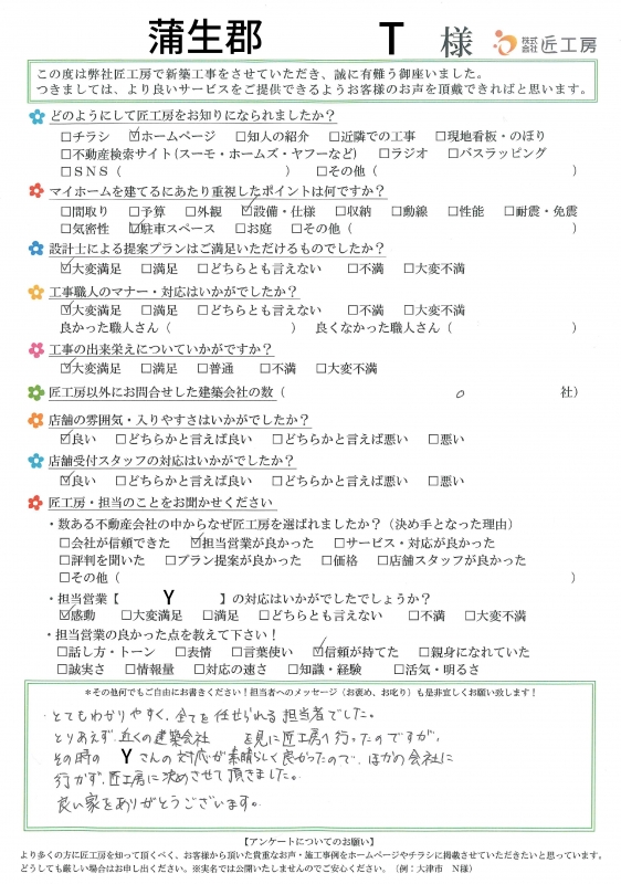 蒲生郡　T様【新築】	