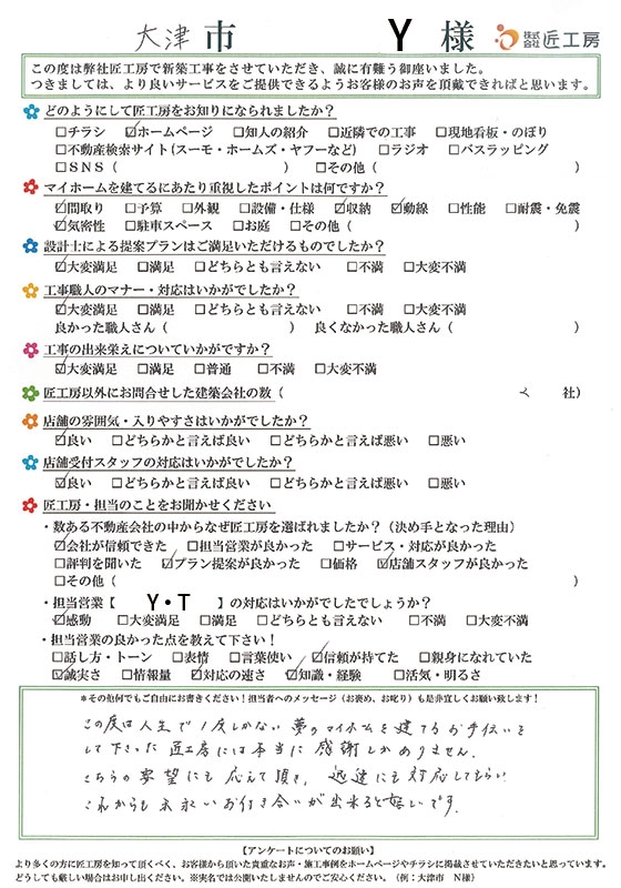 大津市　Y様【新築】	